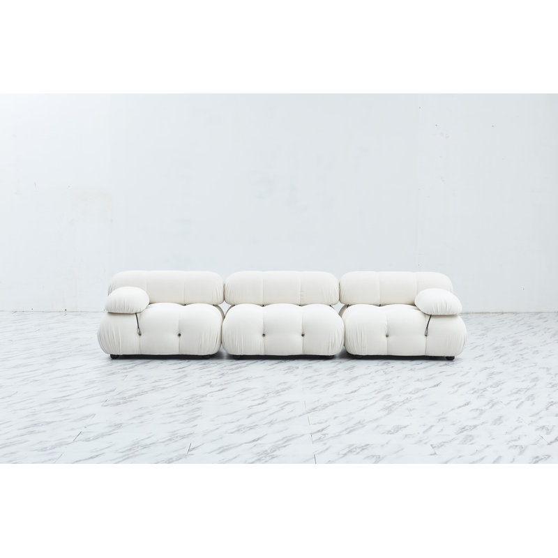 Gylfi 114'' Upholstered Reclining Sofa, White