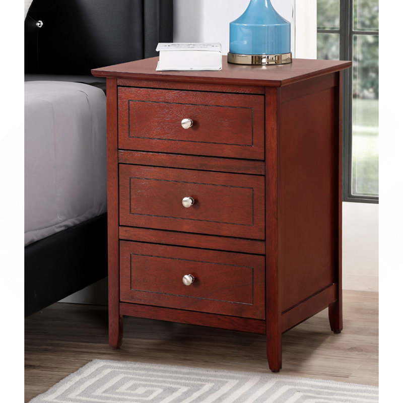 Table de chevet transitionnelle en cerisier pour chambre à coucher