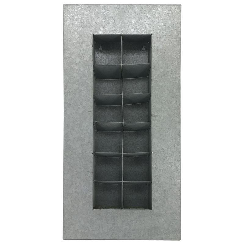 Pot de fleurs mural en acier Willamette, Zinc vieilli, H 28,5 po x l 17,56 po x P 3,63 po