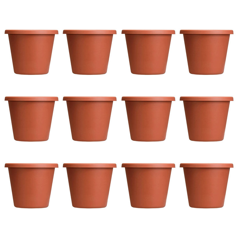  12 In Plastic Classic Flower Pot Planter, Terra Cotta (12 Pack)