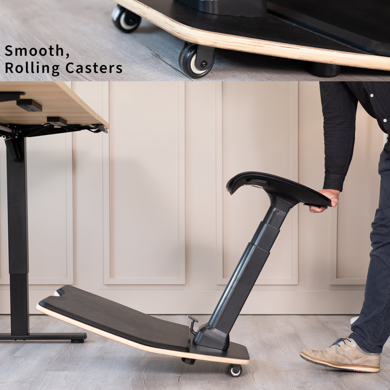 Black Ergonomic Leaning Chair with Anti-Fatigue Mat