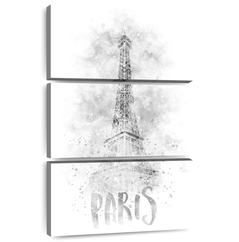Nicci, tour Eiffel, aquarelle, monochrome, H 32 po x l 20 po