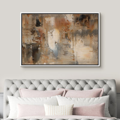 Abstract Soft Neutral Hues Composition - Pictures Extra Large Framed Canvas Print Wall Art