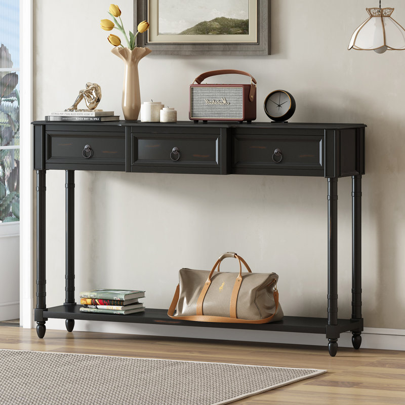 Ingber 52'' Console Table,Entryway table,Hallway table with Projecting Drawers and Long Shelf, Espresso, Espresso
