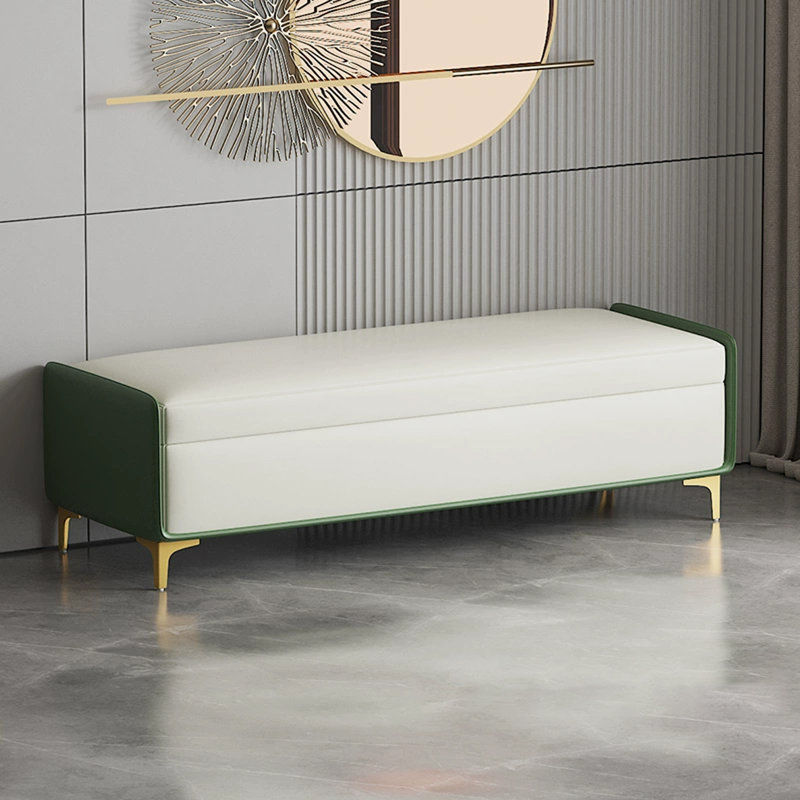 Banc avec revêtement, Beige / vert, 15.75" H x 62.99" W x 15.75" D
