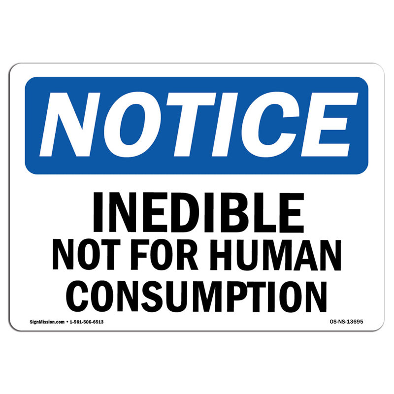 Enseigne non comestible pour la consommation humaine