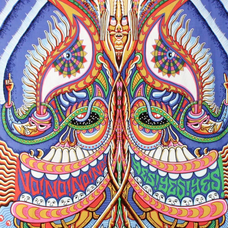 Psychédélique en coton oui oui non non tapisserie, H 60 po x l 90 po