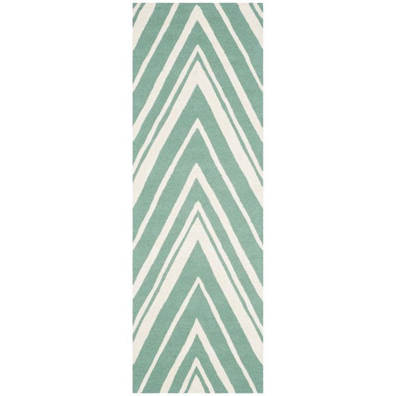 Sanyla Hand Tufted Wool Chevron Rug, Runner 2'6" x 8'