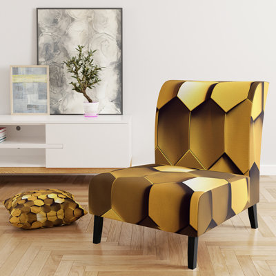 Golden Honeycomb - Mid-Century Upholstered Slipper Chair
