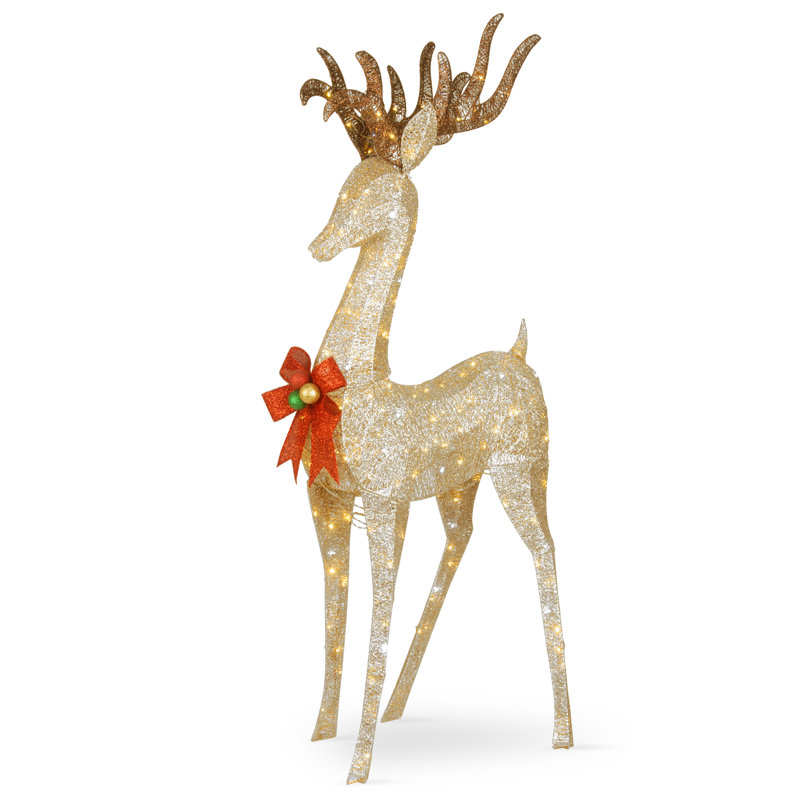 The Holiday Aisle® 74" Pre-lit Crystal Champagne Standing Buck