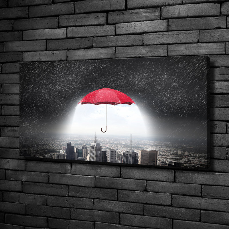 Umbrella Over The City - No Frame Print on Canvas, 50cm H x 100cm W
