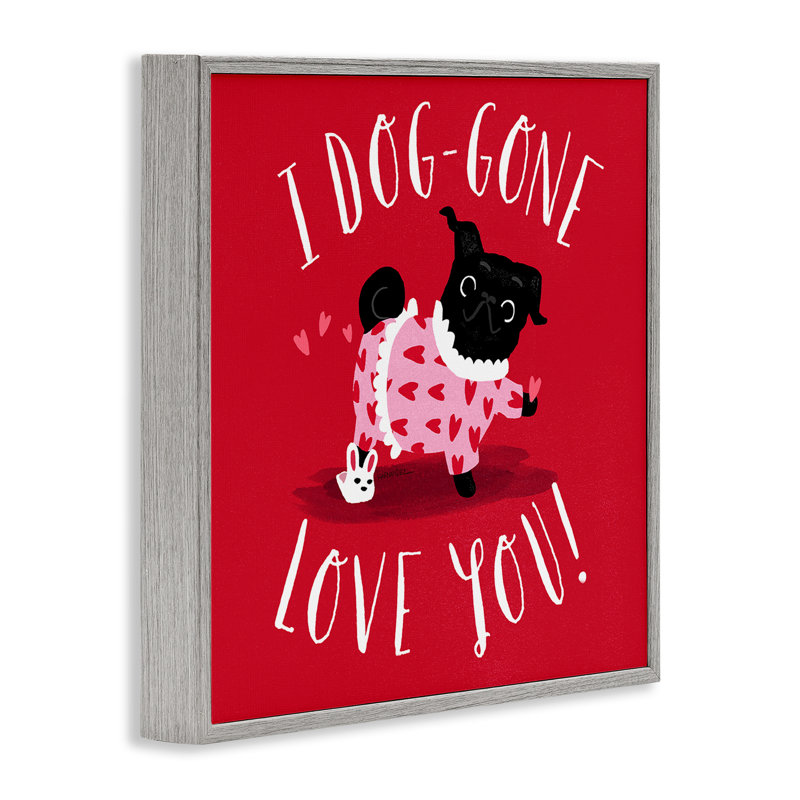 «Dog-Gone Love You», art de la giclée encadrée par Leeza Hernandez, H 12 po x l 12 po, Estampe numérique Farmhouse