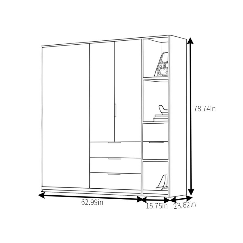 Armoire classique rétro, H 78,74 po x l 78,74 po x P 23,62 po