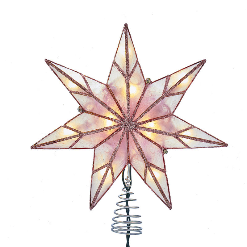 10-Light 7-Point Capiz Star Tree Topper, Pink