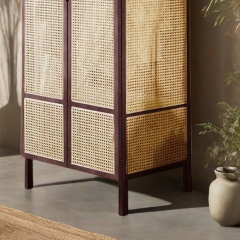 Armoire simple en rotin, Noir noyer