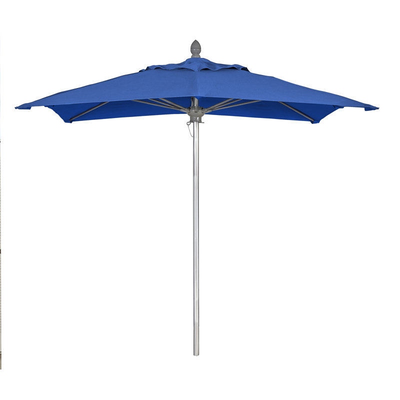 Parasol de marché carré 6 pi Prestige, Aluminium brillant, Bleu pacifique