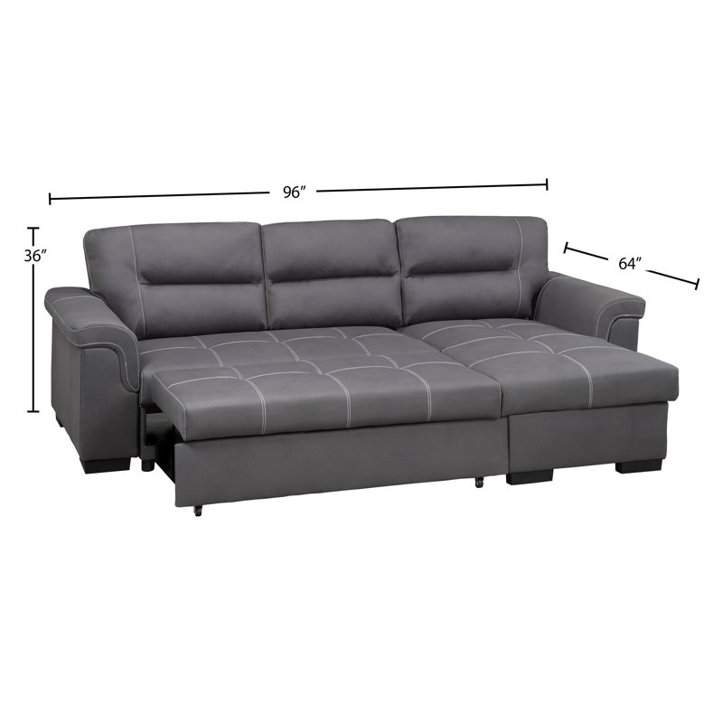 Canapé-lit et chaise longue réversible en similicuir de 100 po Nevitt