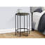 Élégante table d'appoint en stratifié bronze foncé avec base en métal noir, idéale pour la chambre à coucher