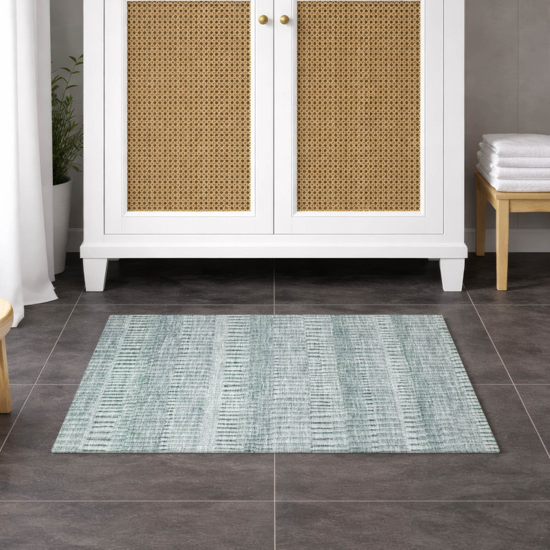 Machine Washable Indoor/Outdoor Chantille ACN2807 Stripes Rug, Aqua, 1'8" x 2'6"
