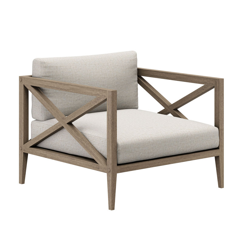 Fauteuil d'extérieur en teck Northlake, Beige