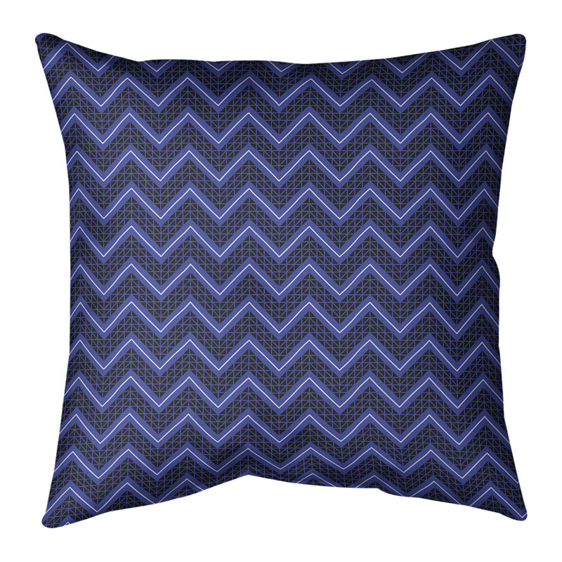Coussin décoratif à chevrons Rhonda Cheval, Duvet synthétique, H 14 po x l 14 po, Revers bleu