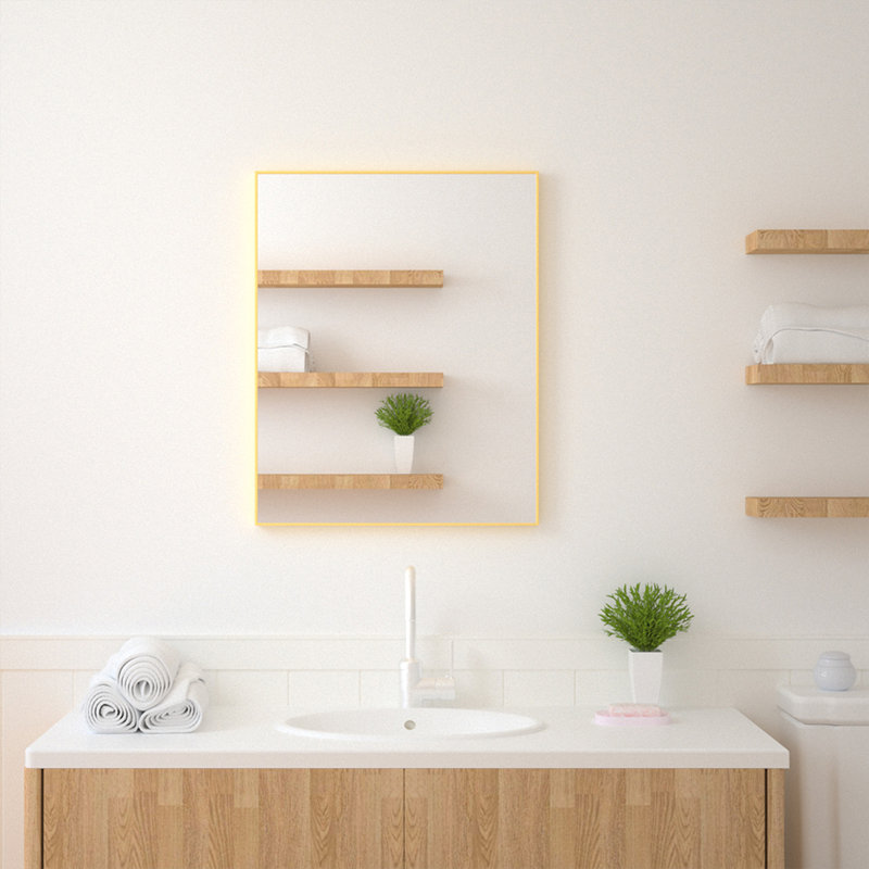 30 in. W x 30 in. H  Rectangular Framed Wall Bathroom Vanity Mirror in Brushed Nickel, Brushed Nickel, 30" x 30"