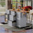 Rolling Kitchen Island With Storage, Kitchen Cart With Rubber Wood Top, 3 Drawer, 2 Slide-Out Shelf And Internal Storage Rack, Kitchen Island On Wheels With Spice Rack & Tower Rack, Grey Blue-251328205