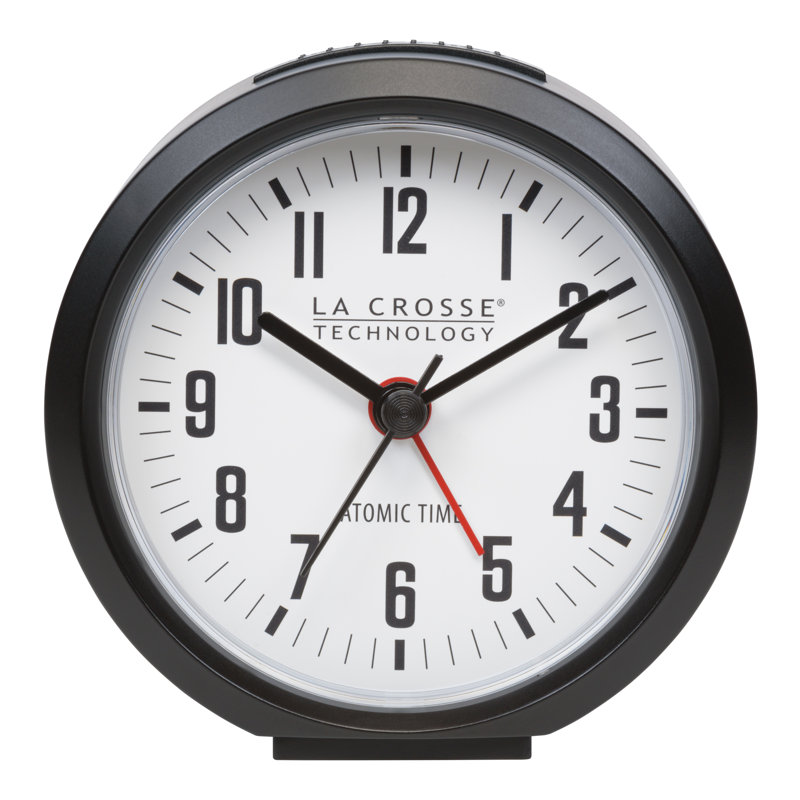 4-Inch Round Black Atomic Analog Alarm Clock