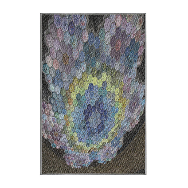 Tapis mauve / brun à motif géométrique tissé à la machine, Rectangle 7 pi x 10 pi