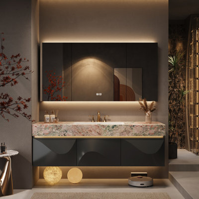 Meuble de salle de bain moderne, simple et lumineux de luxe