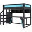 Lit mezzanine avec bureau et garde-robe, structure de lit mezzanine avec DEL pour jeux vidéo, port USB intégré-1685095507