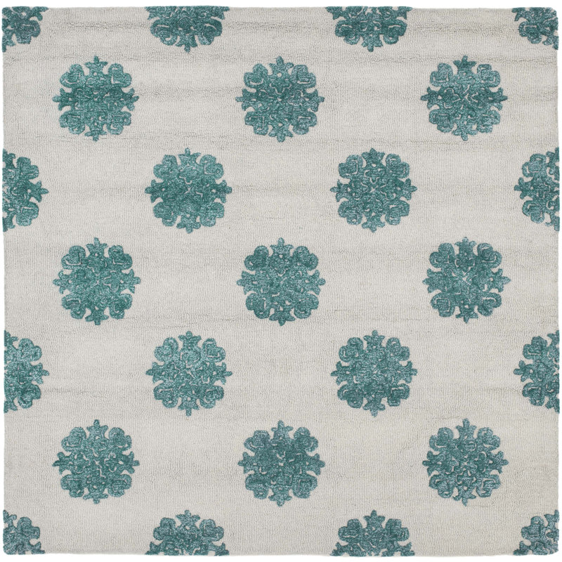 Candelo Hand Tufted Wool Floral Rug, Square 6'