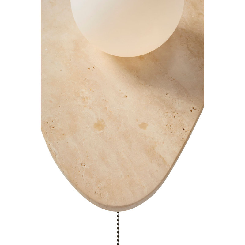 Elegant Wall Lamp with Travertine Body, Beige & White, 16.5 x 3.9 inches | Glass Cap, On/Off Button on Cable, G9 Socket (Max 10W) | Stylish Lighting for Living Room, Bedroom & Office Decor, IP20 Rated
