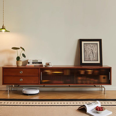 Retro design simple solid wood TV cabinet