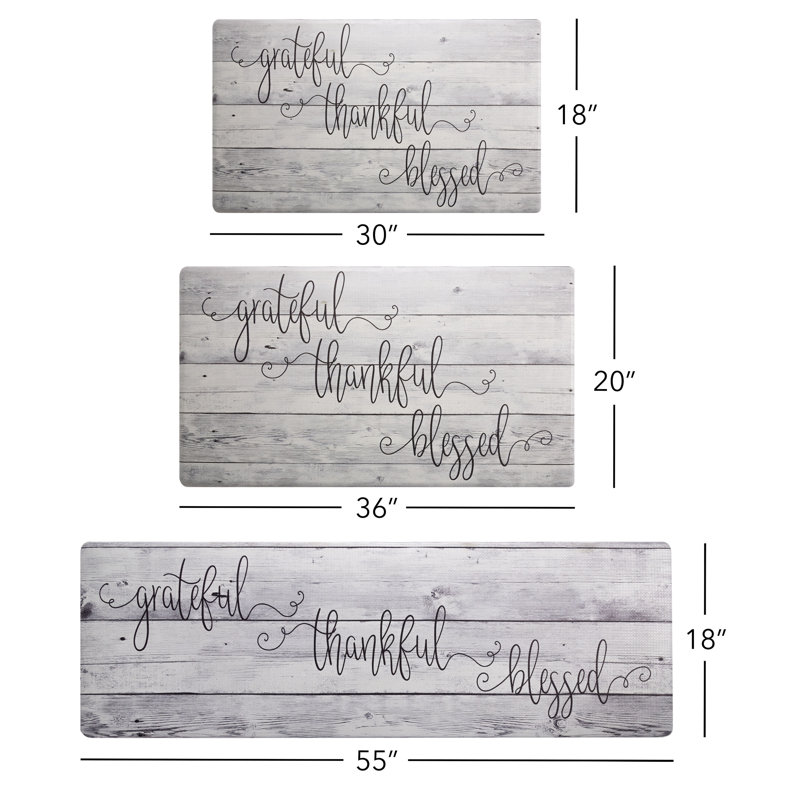 Script, Lettering Water Resistant Anti-Fatigue Non-Skid Kitchen Mat, Runner 1'5.5" x 4'7"
