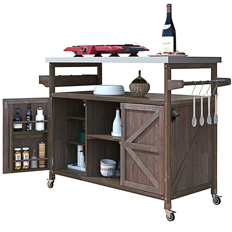 Îlot de cuisine extérieur (tabouret non inclus), Marron foncé
