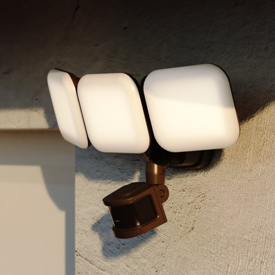 Theta 3 Light LED Outdoor Motion Sensor Adjustable Security Flood Light Bronze