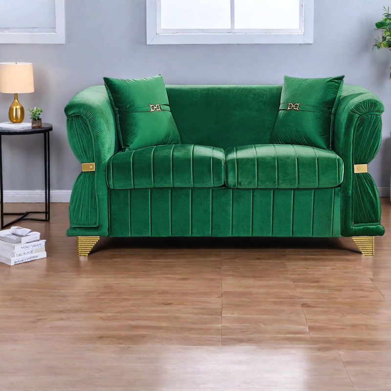 Causeuse moderne en velours de 61,8 po Modern