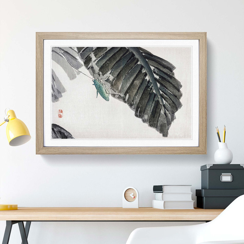 Grasshopper by Kono Bairei - Picture Frame Painting Print, Oak Framed, 62cm H x 87cm W x 2cm D