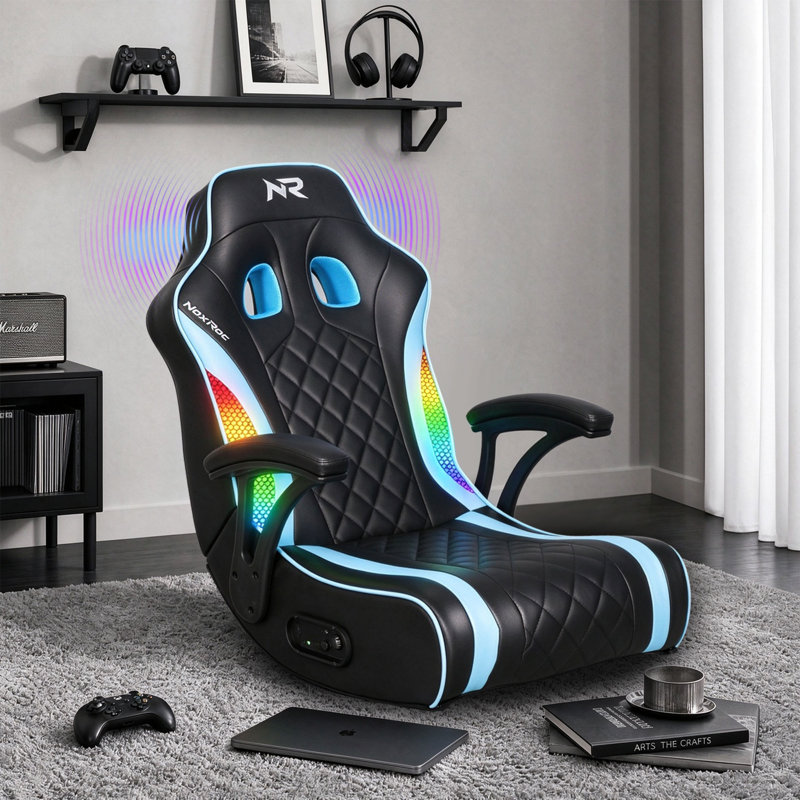 Fauteuil de jeu sur pied avec haut-parleurs 2.1, caisson de basses et éclairage RVB