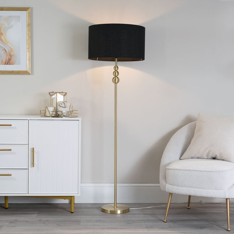 Randalia 145cm Traditional Floor Lamp, Brushed Gold, Black