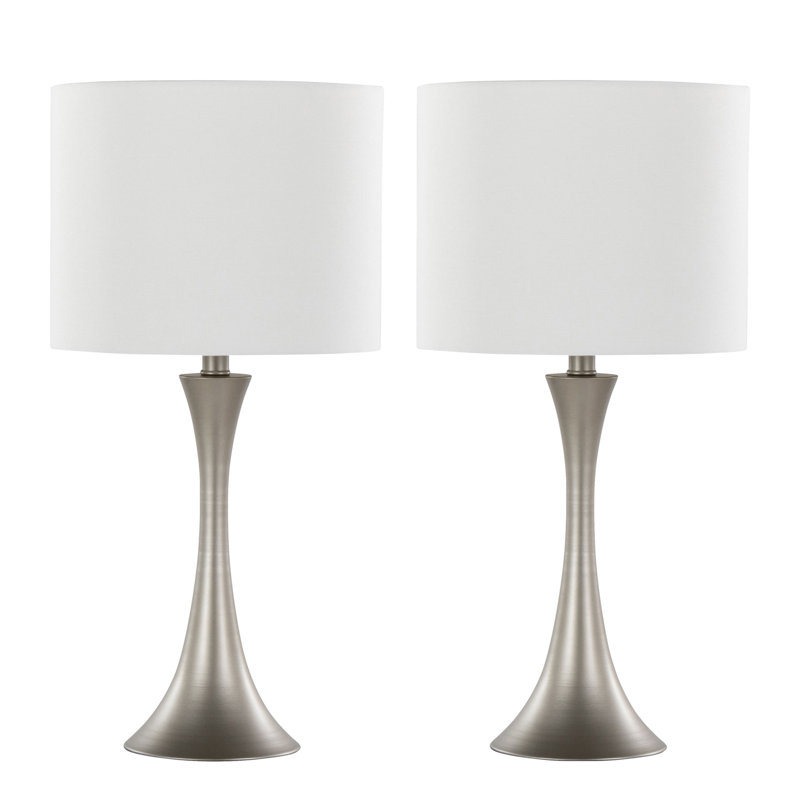 Ensemble de lampes de table standard 24,25 po Adonis, Argent givré, Blanc