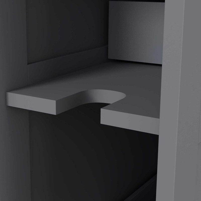 Armoire de rangement en bois Kasa avec 2 tiroirs et tablette ouverte, roulettes verrouillables, Gris