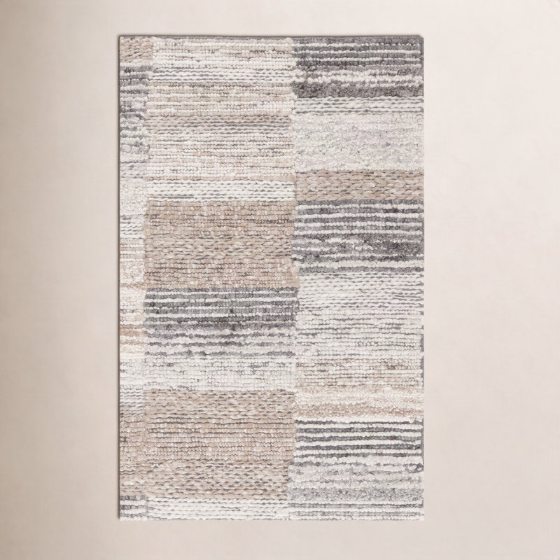 Tapis géométrique tissé à la main Wyly, Rectangle de 5 pi x 8 pi