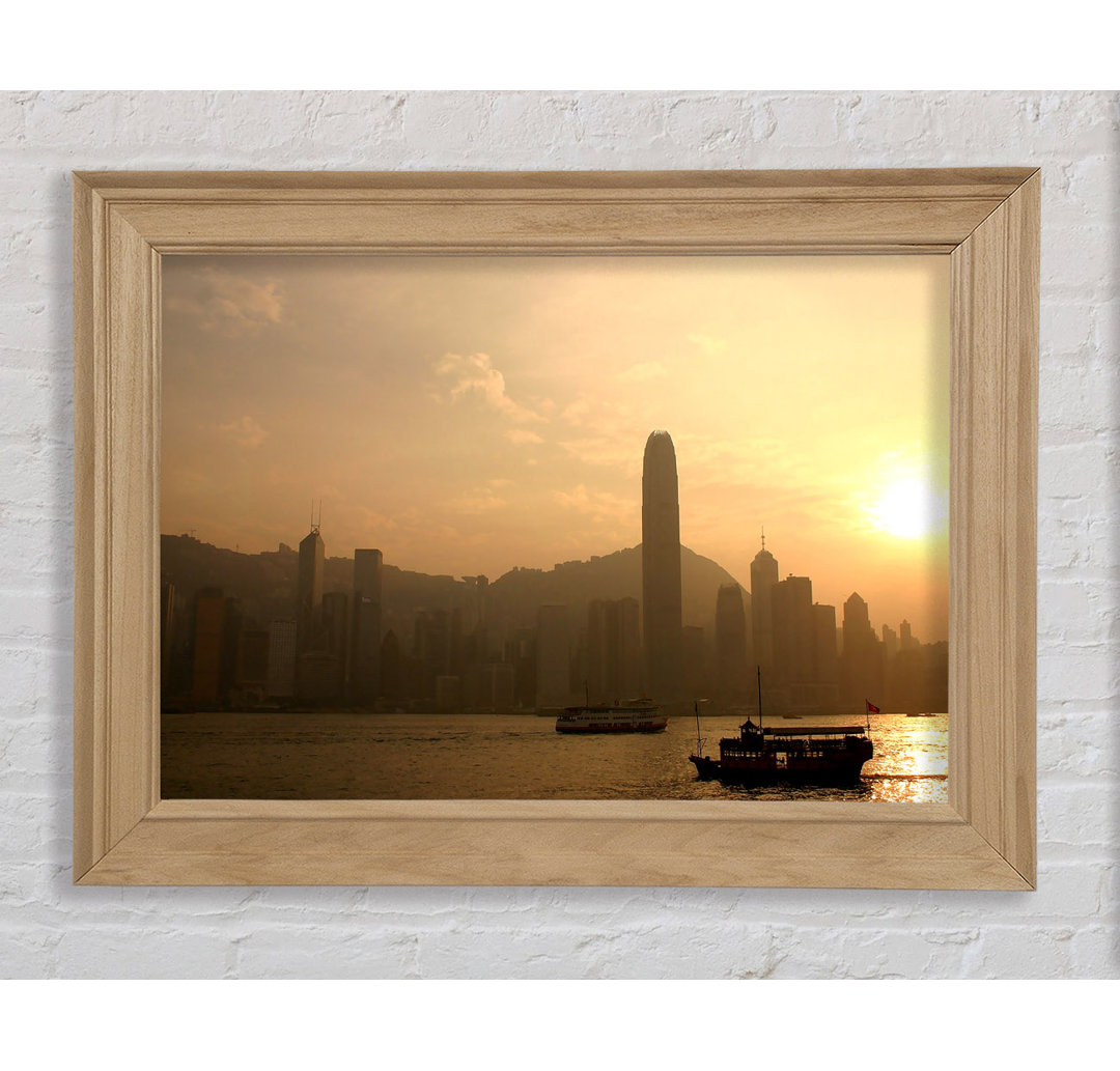 Hong Kong Misty Morning Sunrise Gerahmter Druck