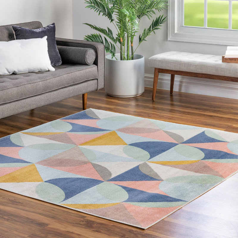 Tapis bleu contemporain Contemporary Nin, Tapis de couloir 2 pi x 10 pi