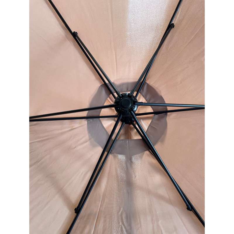Beige 10' Cantilever Patio Umbrella with Black Metal Stand