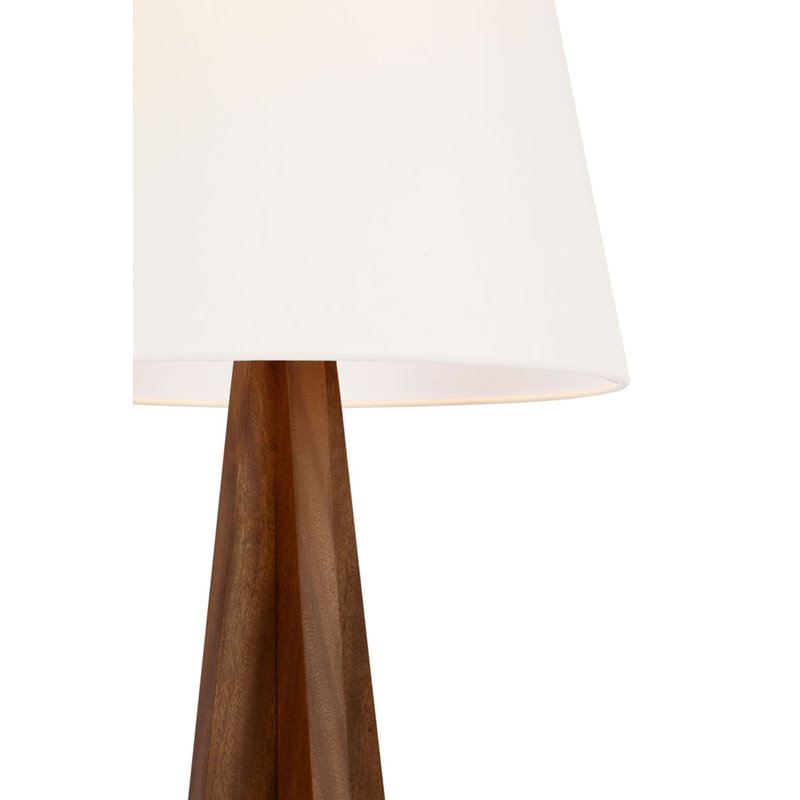 Crue 66" Floor Lamp with Linen Shade, Natural Walnut