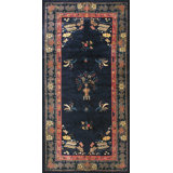 Hallway Runner Knotted Antique Chinese Blue - Peking 1920s Wool Rectangle Rug