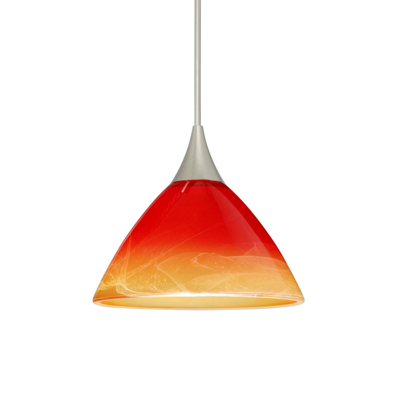 Luminaire suspendu conique à 1 lumière Pownal, Halogène, Nickel satiné